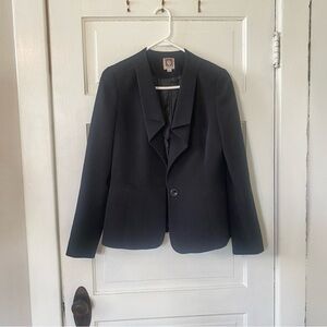 ANNE KLEIN SUIT SEPARATES Flutter Collar Black Blazer Women's Size 8